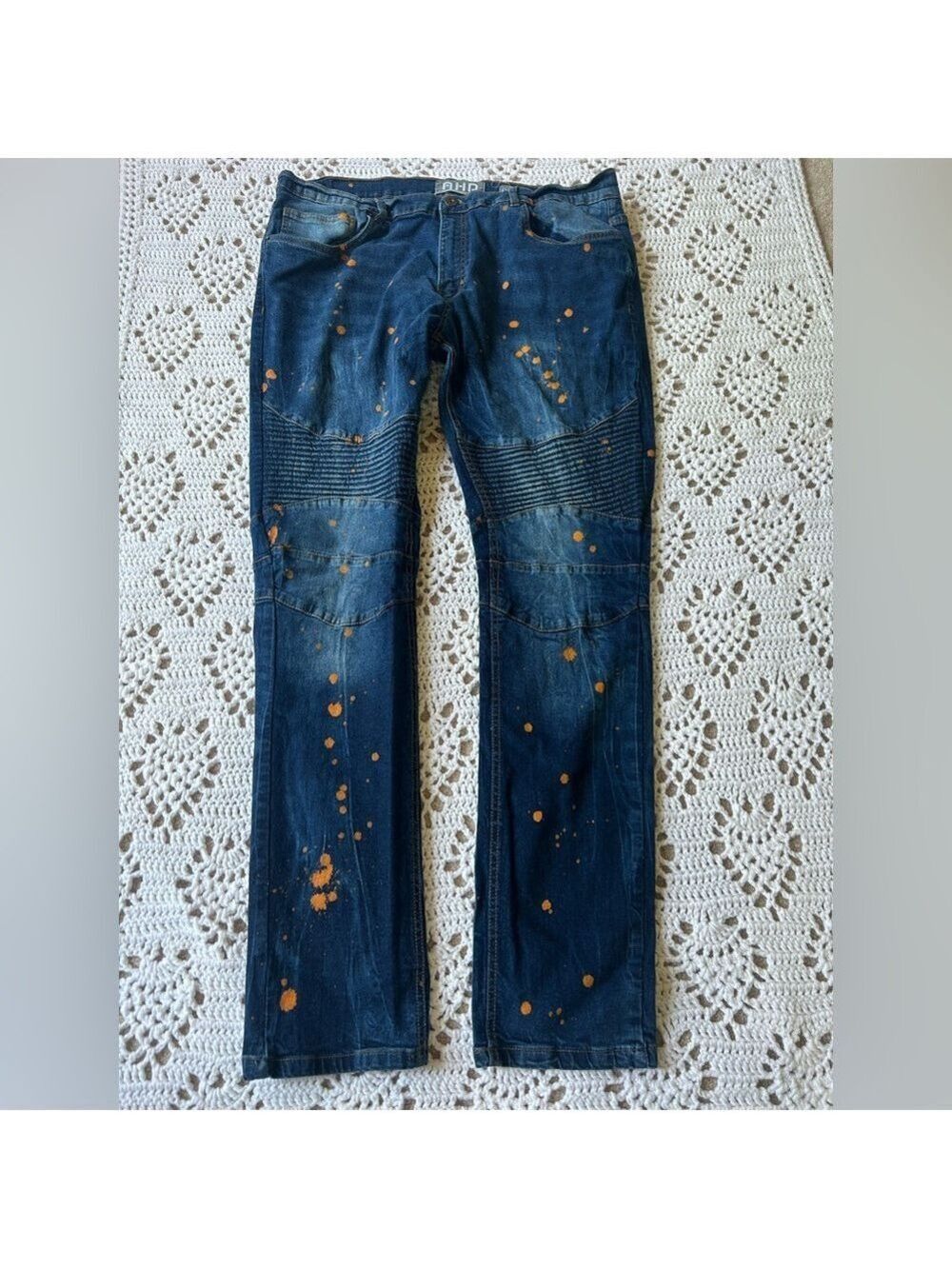 Men’s AHP Another Hype Piece Jeans Size 42x34 #0100543 Orange Splash